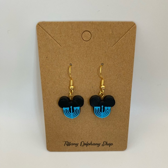 One pair Hanukkah Mickey Earrings Handmade NWT - Picture 13 of 15